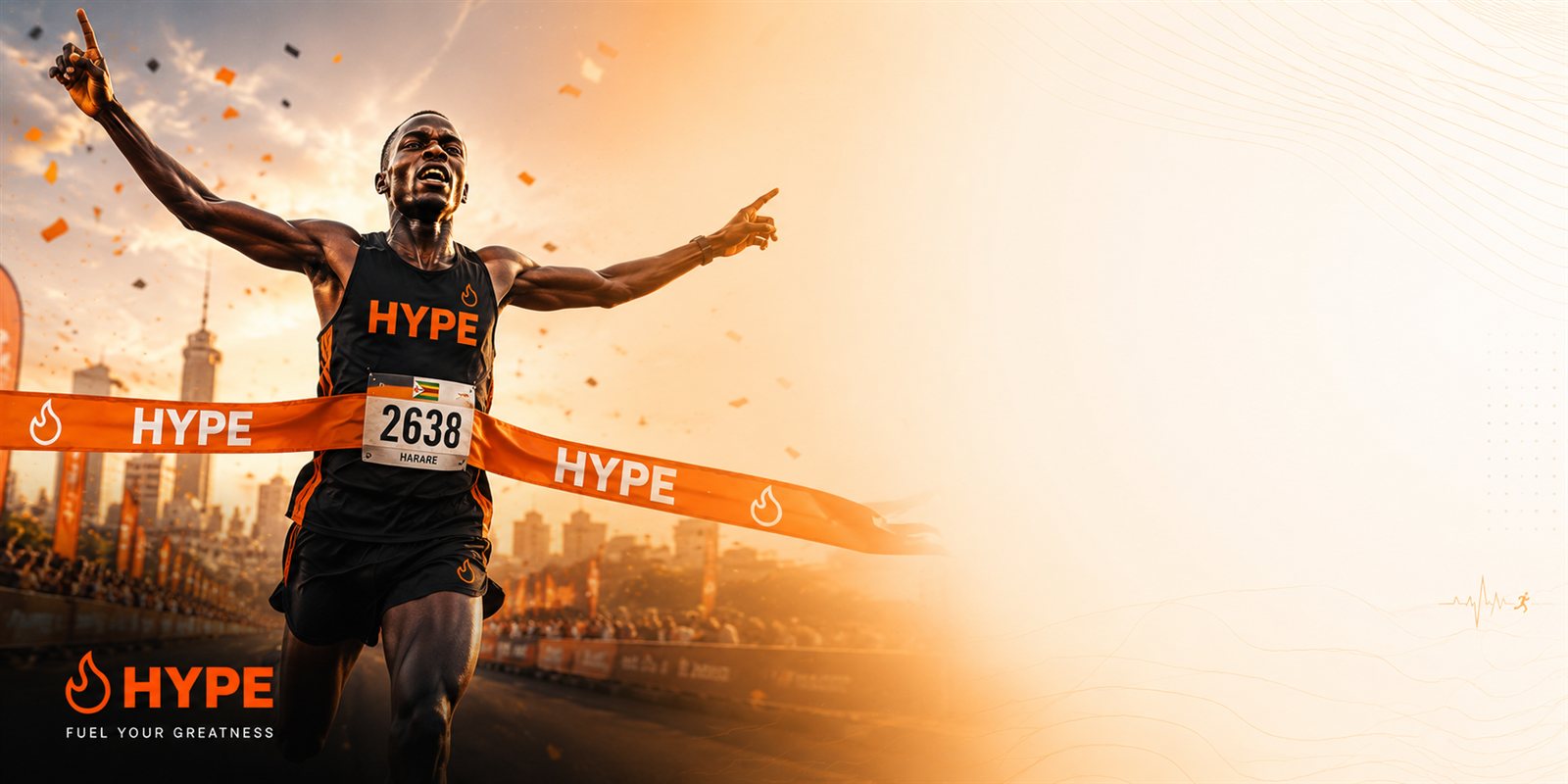A HYPE runner crossing the finish line in Harare